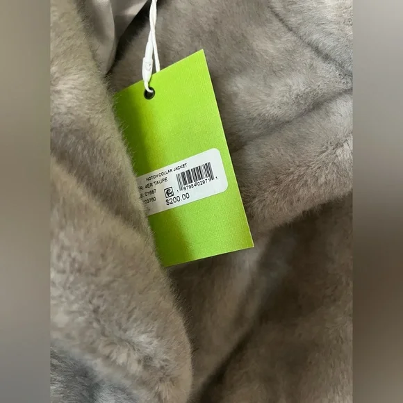 New! Sam Edelman Notched Lapel Women's Gray Faux Fur Coat Size XL - Picture 15 of 15